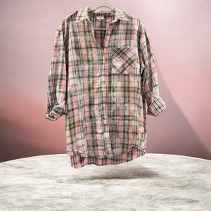 LA MIEL Pink Plaid Button Down Shirt